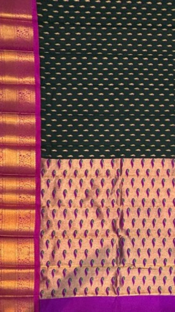 Elegant Black and Magenta Silk Saree with Rich Zari Work