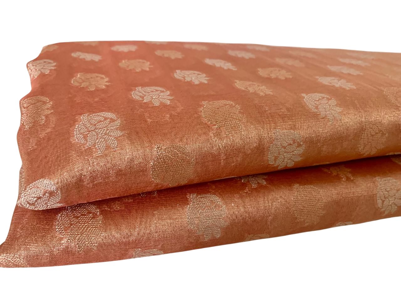 Peach Brown Tissue Silk Saree