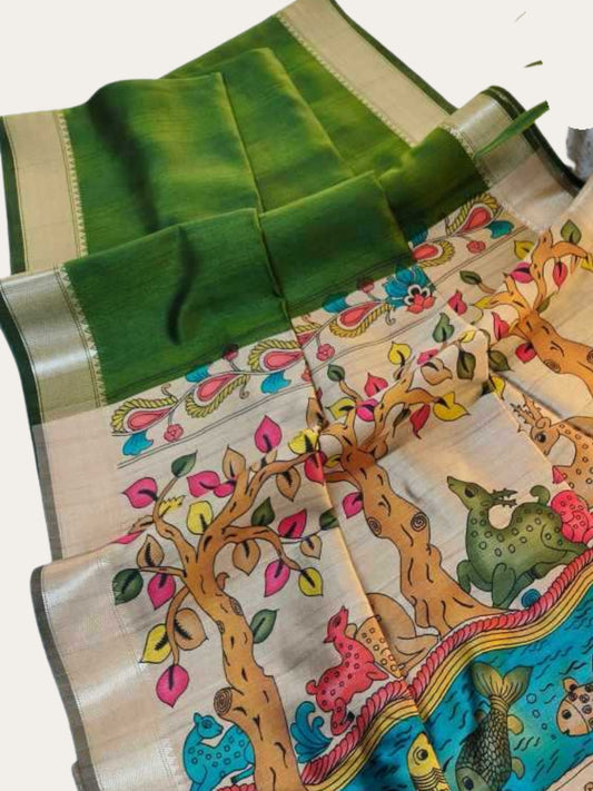 SOFT KHADI RAW SILK KALAMKARI SAREE
