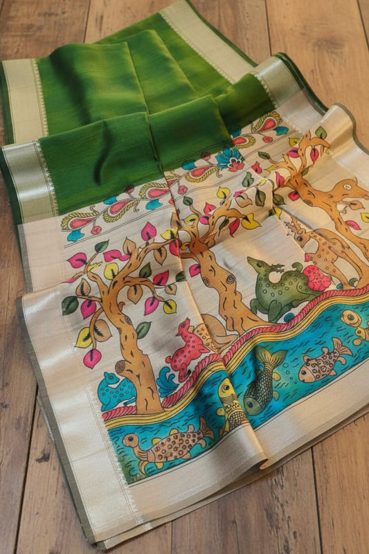 SOFT KHADI RAW SILK KALAMKARI SAREE