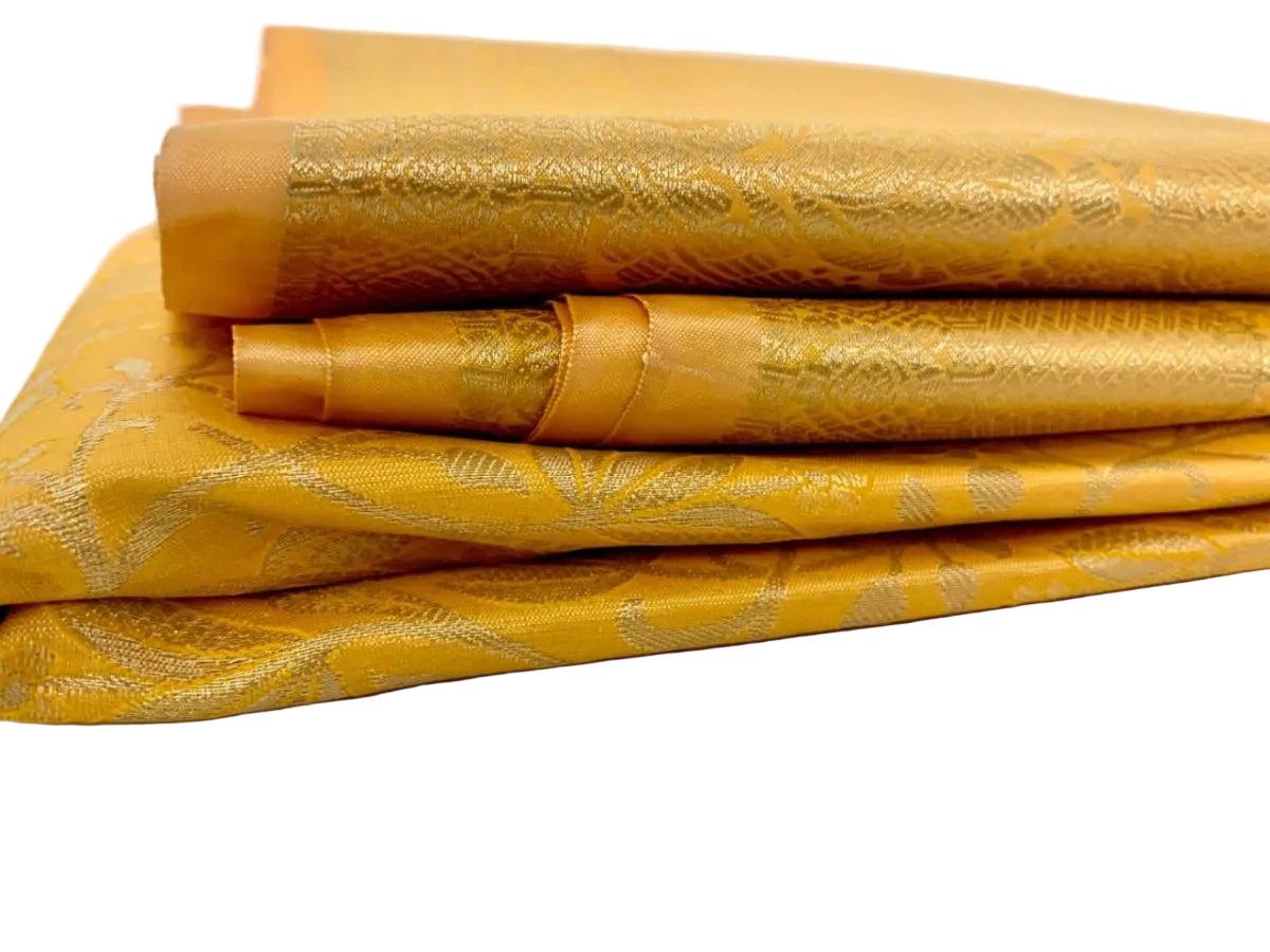 Golden Yellow Kanjeevaram Silk Saree - GET ESSENTIAL