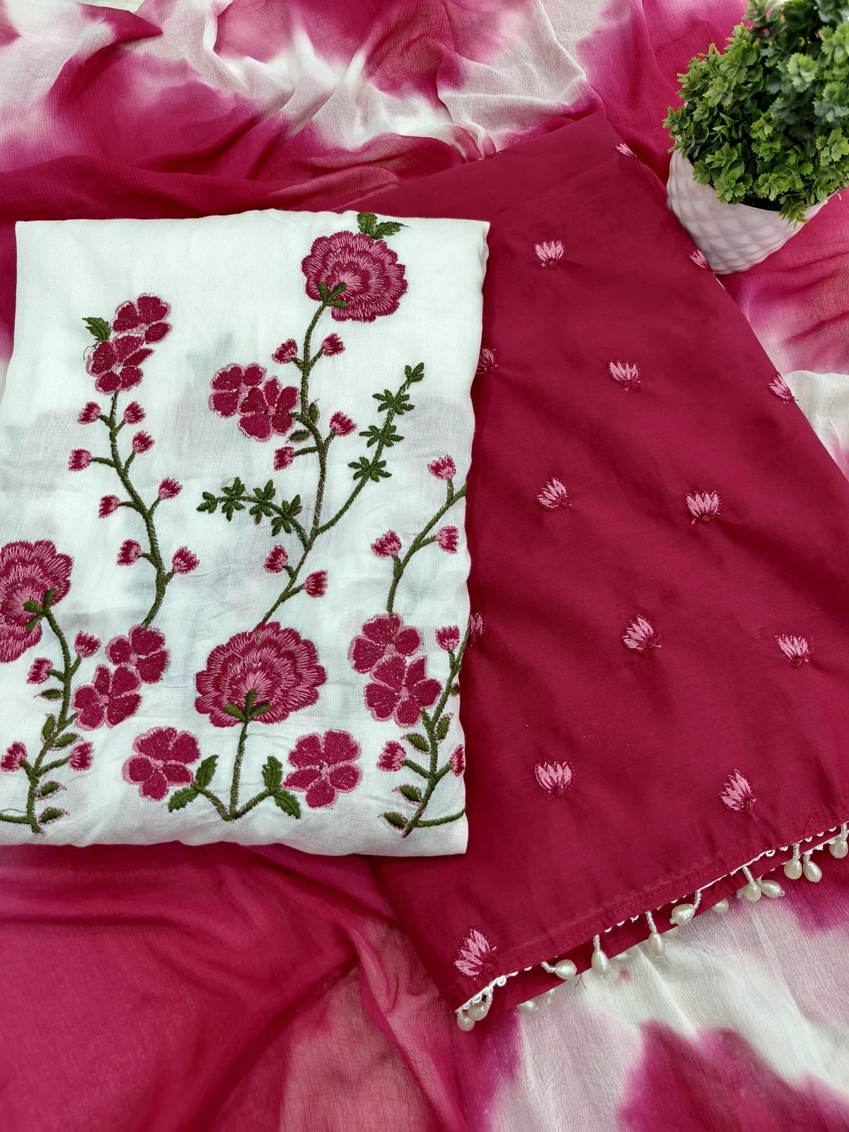 MODAL EMBROIDERY TASSEL LACE SUIT MATERIAL
