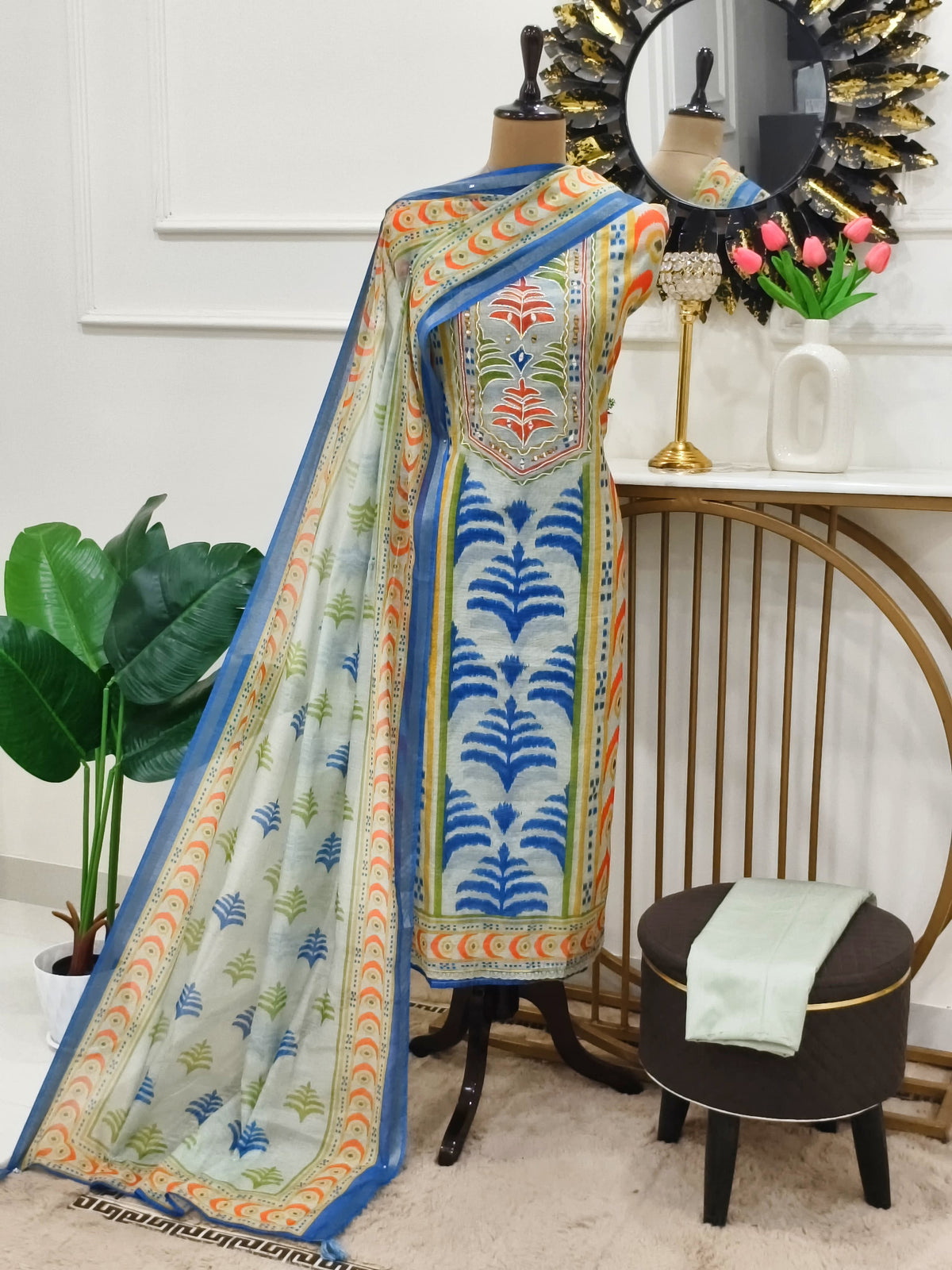 IKKAT PRINT MAHESHWARI DRESS MATERIAL