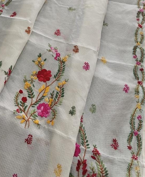 HAND EMBROIDERY KOTA CHECKS SAREE