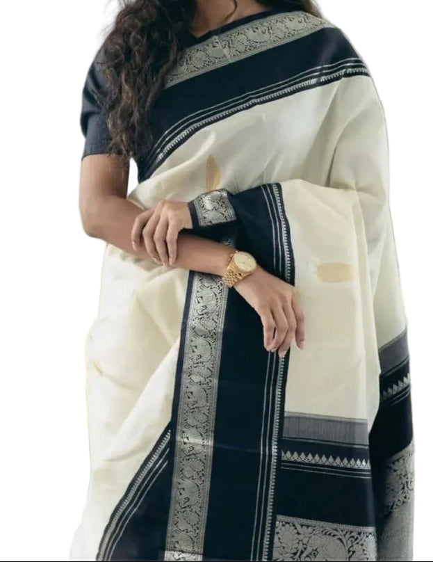 SOFT LICHI SILK SAREE WITH RICE JACQUARD PALLU