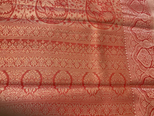 Olive Green and Red Kanjeevaram Silk Saree