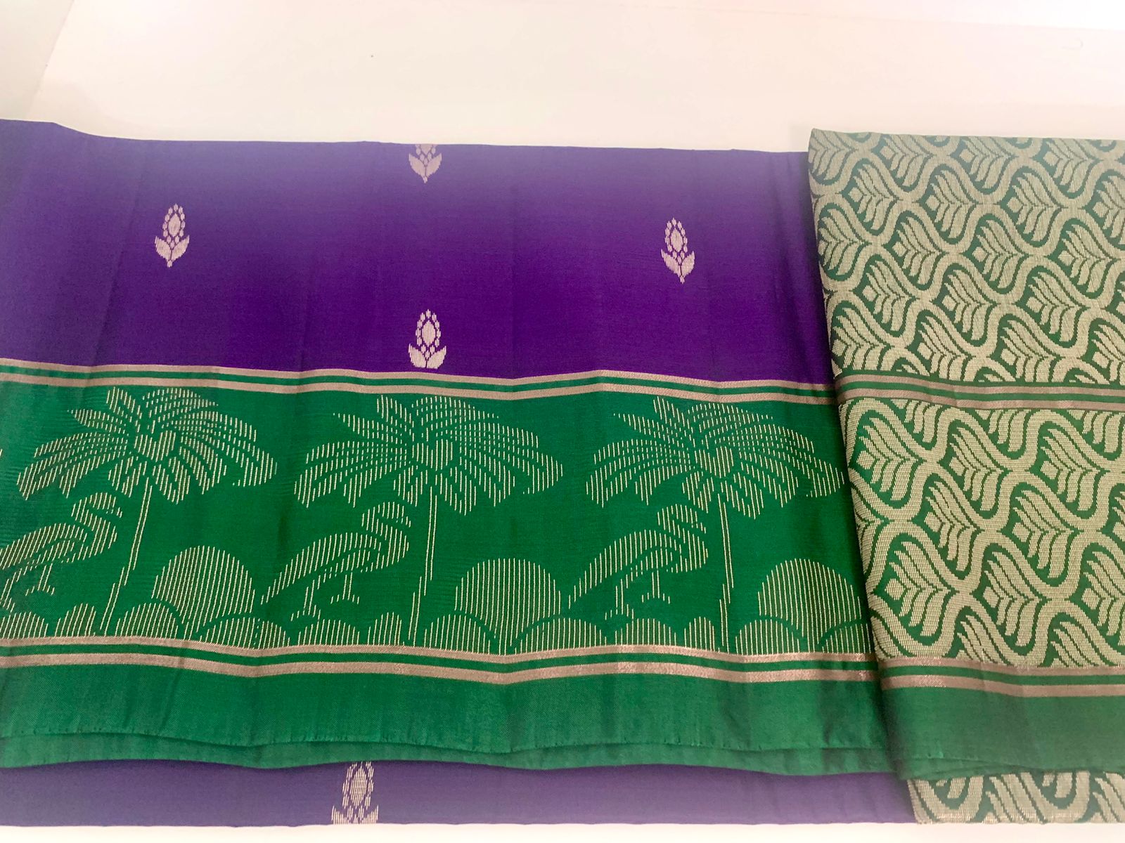 Purple-Green Kanjeevaram Silk Saree