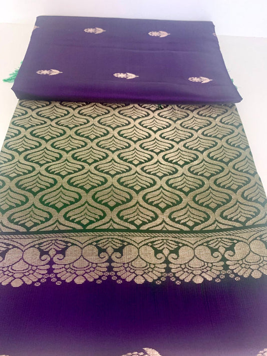 Purple-Green Kanjeevaram Silk Saree