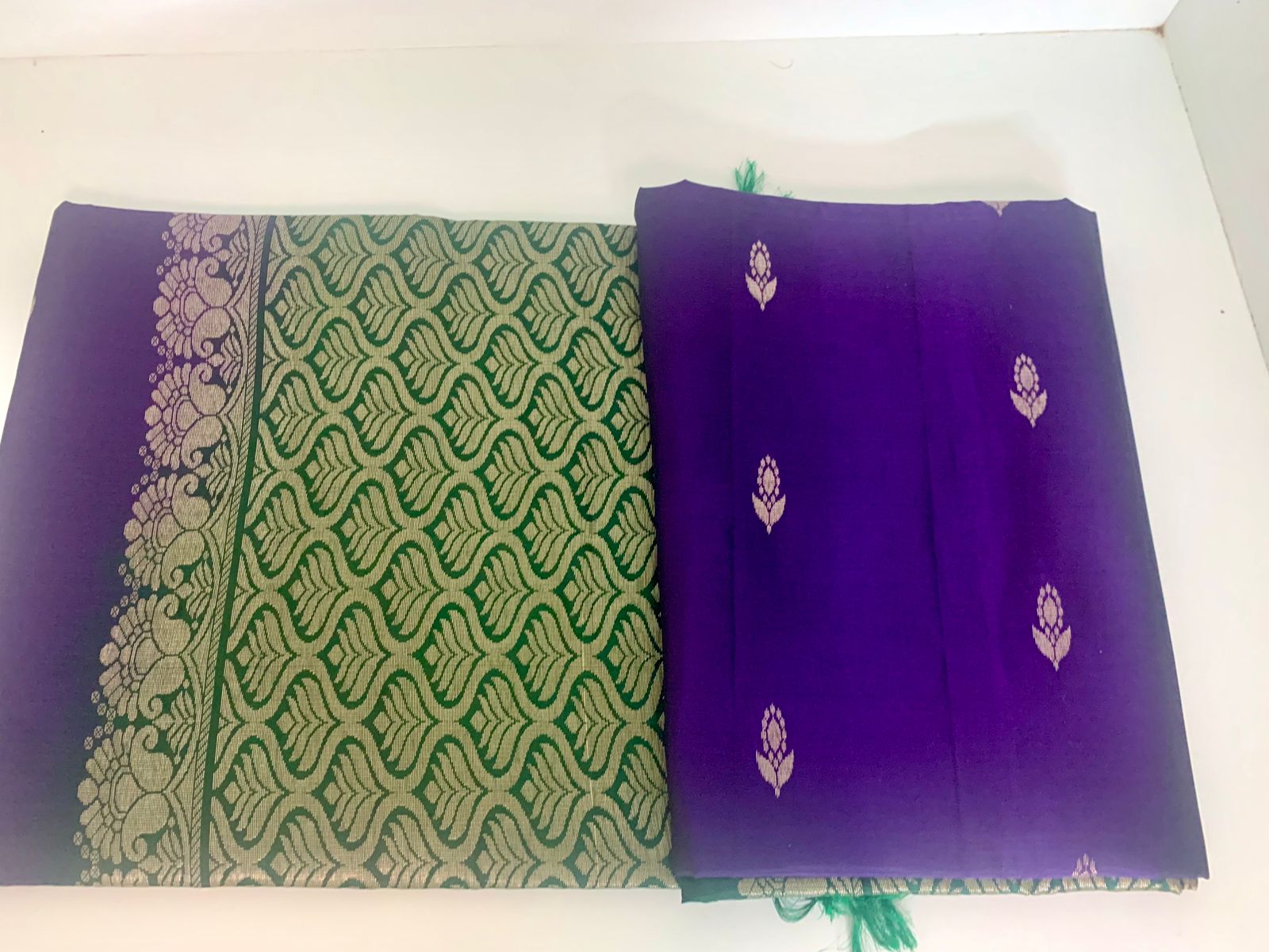 Purple-Green Kanjeevaram Silk Saree
