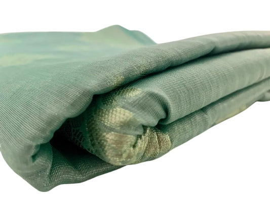 Aqua Blue Semi Banaras Saree - GET ESSENTIAL