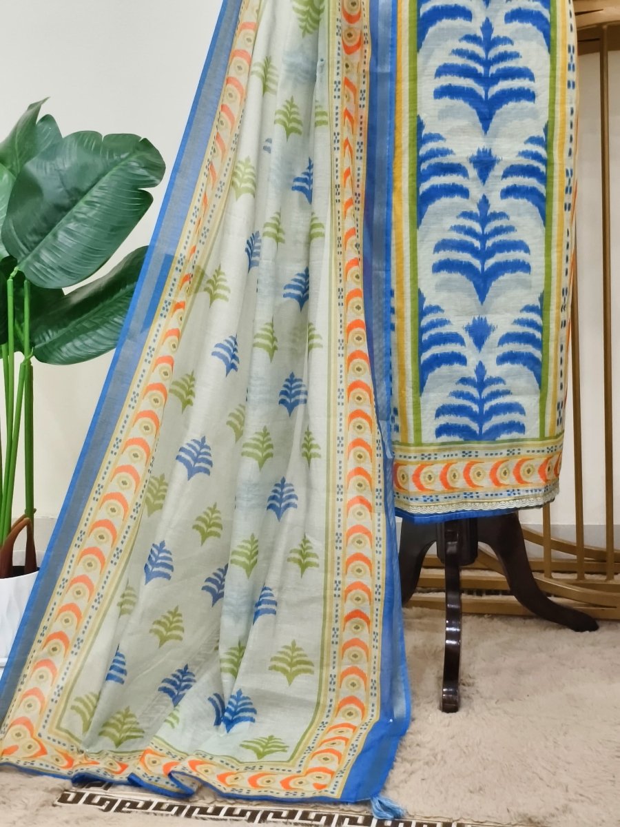 Elegant Ikkat Print Maheshwari Dress Material for Modern Office Wear - GET ESSENTIAL