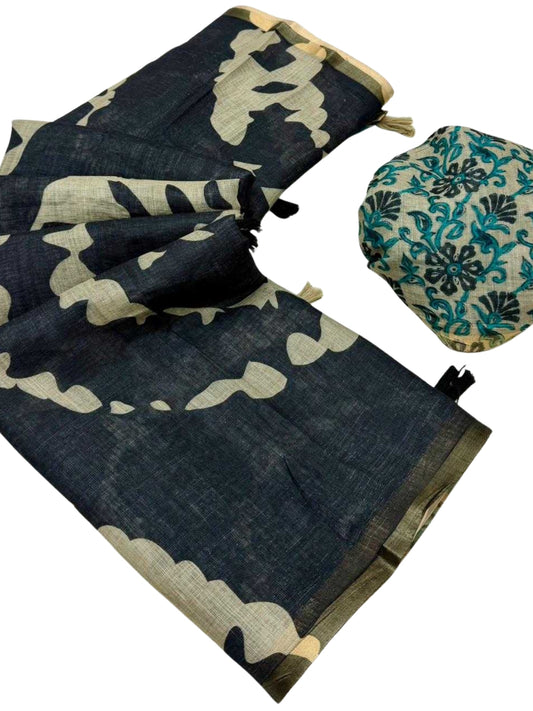 Shibori Kalamkari Linen Saree