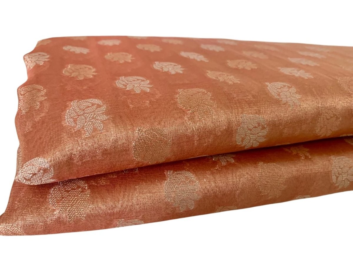Peach Brown Tissue Silk Saree - GET ESSENTIAL