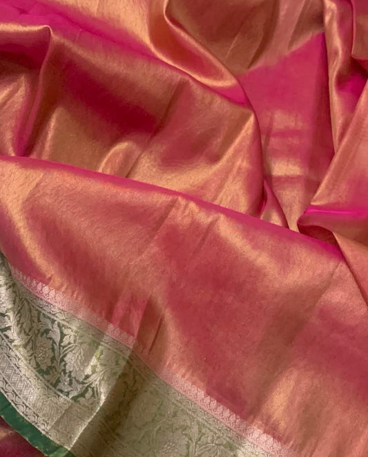Pink and Green Kanjeevaram Tissue Saree - GET ESSENTIAL
