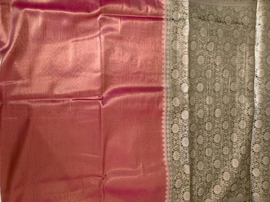 Pink and Green Kanjeevaram Tissue Saree - GET ESSENTIAL