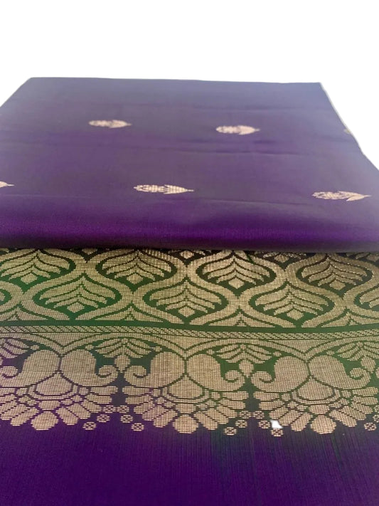 Purple-Green Kanjeevaram Silk Saree - GET ESSENTIAL