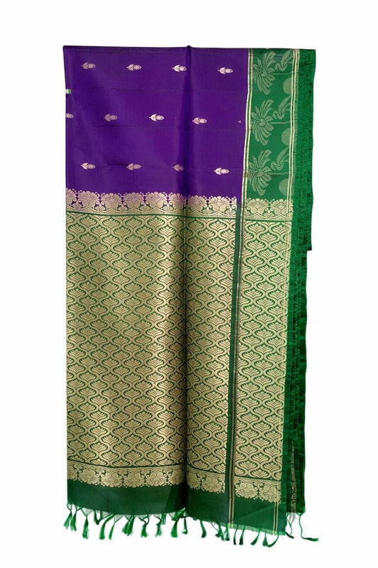 Purple-Green Kanjeevaram Silk Saree - GET ESSENTIAL