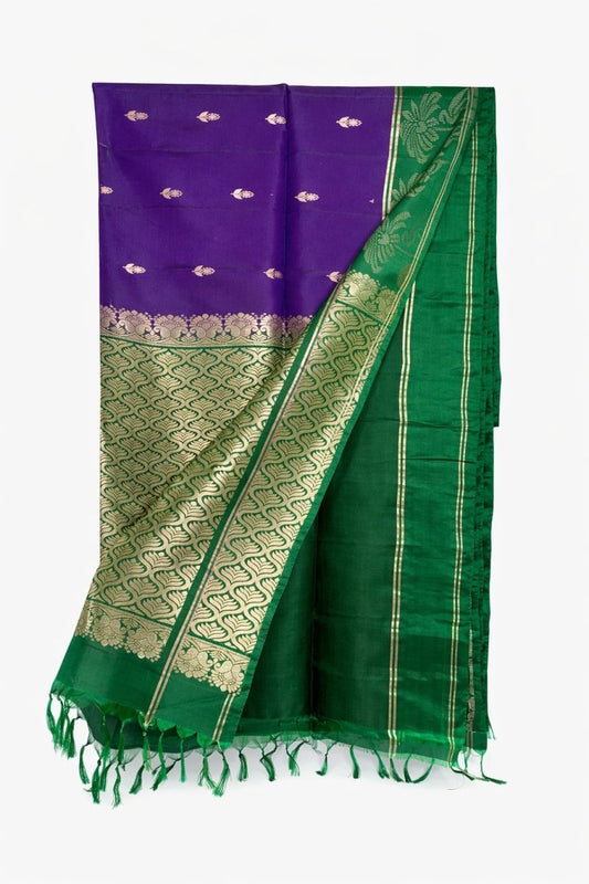Purple-Green Kanjeevaram Silk Saree - GET ESSENTIAL