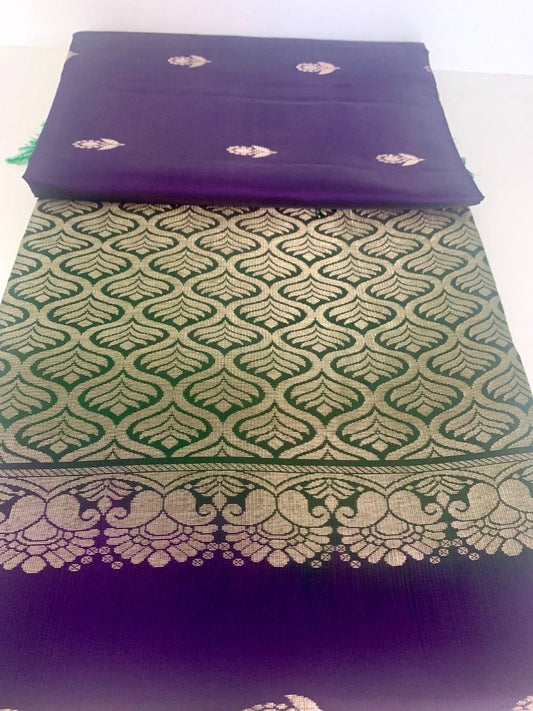 Purple-Green Kanjeevaram Silk Saree - GET ESSENTIAL