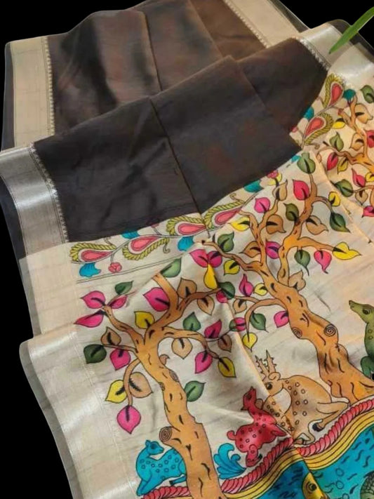 SOFT KHADI RAW SILK KALAMKARI SAREE