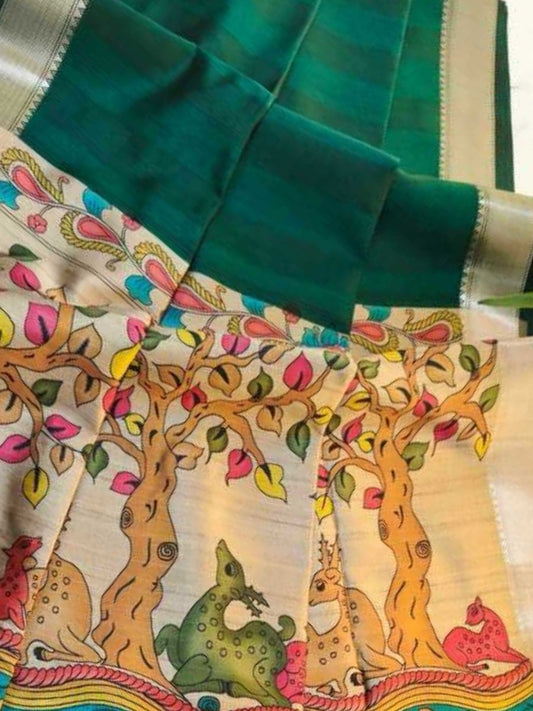 SOFT KHADI RAW SILK KALAMKARI SAREE