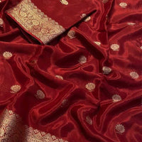 Red Crepe Saree