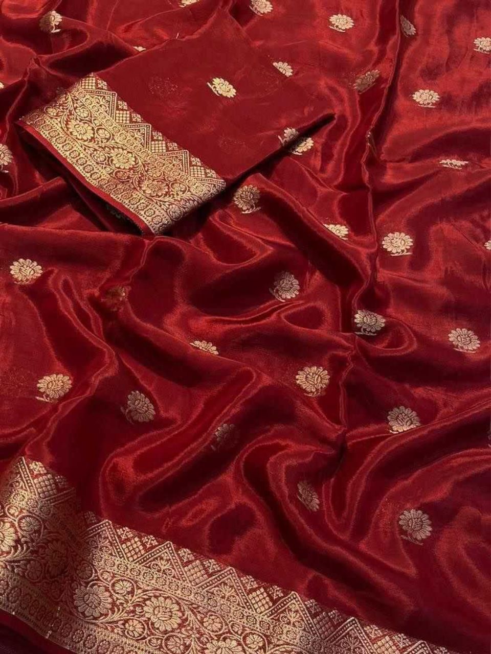 Red Crepe Saree