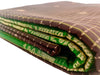 Brown and Green Kanjeevaram Silk Saree with Gold Zari Checks