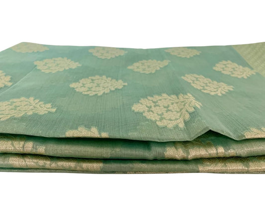 Aqua Blue Semi Banaras Saree