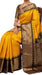 Traditional Mustard Yellow & Chocolate Brown Gadwal Silk Saree with Zari Border