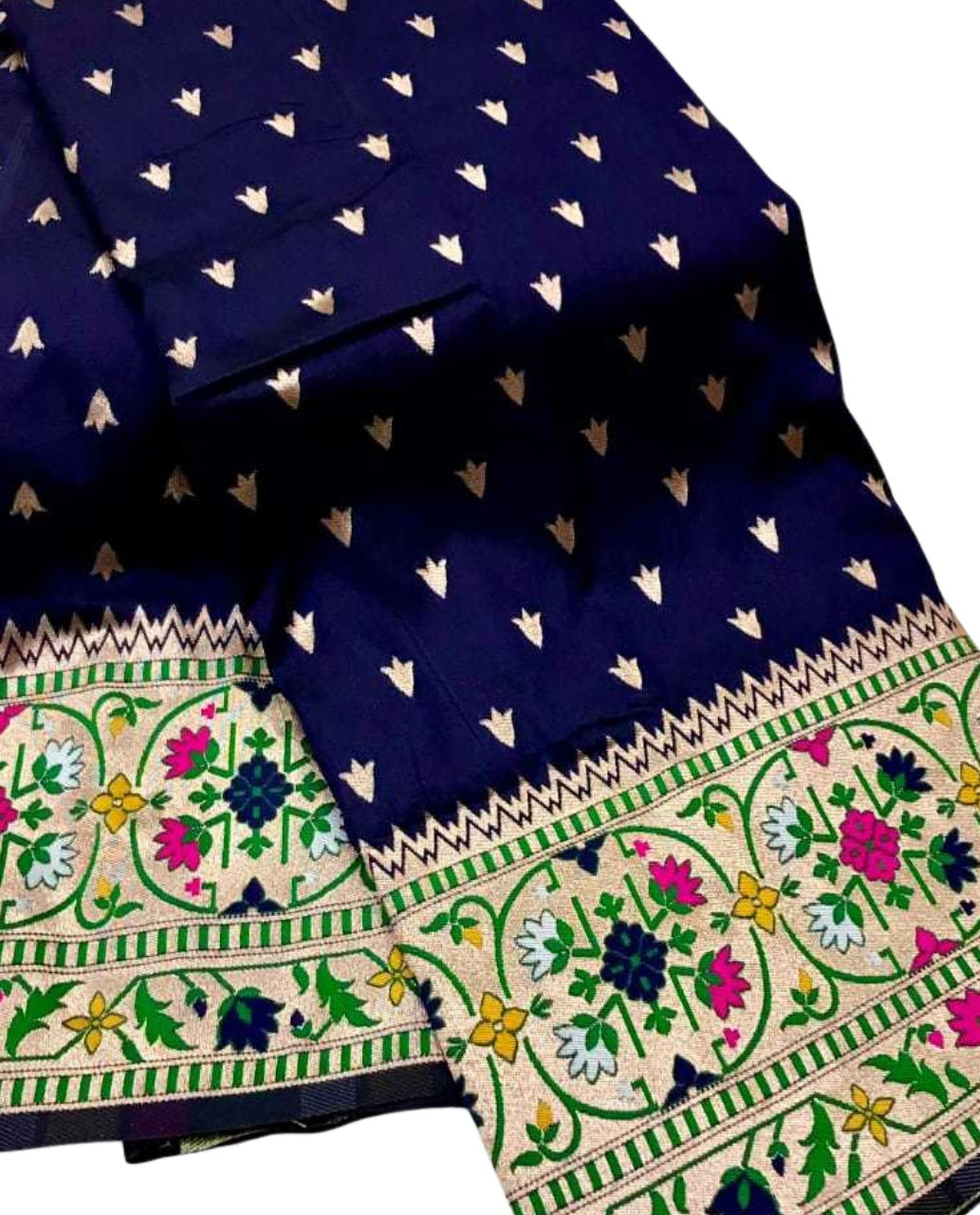 Rich Royal Blue Soft Paithani Silk Saree