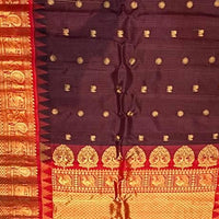Gadwal Silk Saree in Maroon & Crimson Red with Gold Zari Weave