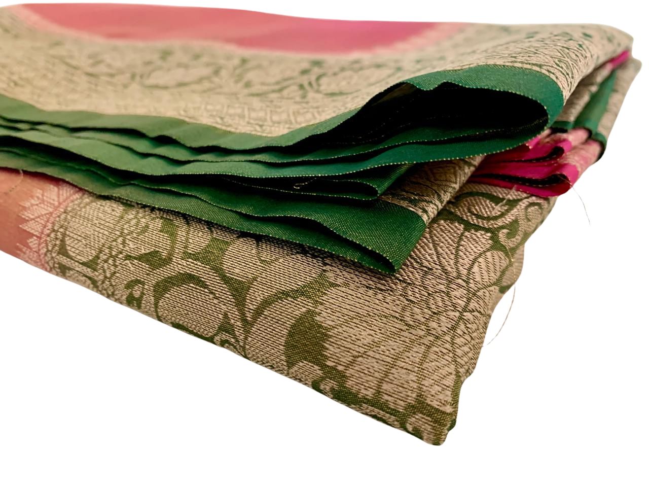 Pink and Green Kanjeevaram Tissue Saree