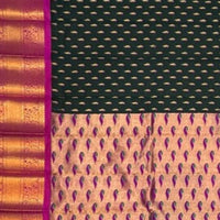 Elegant Black and Magenta Silk Saree with Rich Zari Work