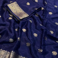 Blue Crepe Saree