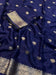 Blue Crepe Saree