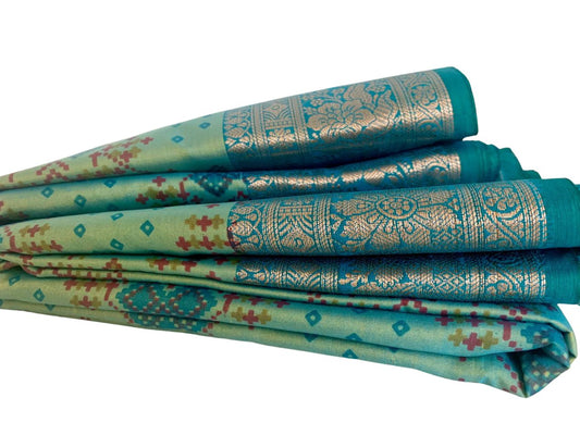 Sea Green Patola Silk Saree with Zari Border