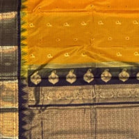 Traditional Mustard Yellow & Chocolate Brown Gadwal Silk Saree with Zari Border
