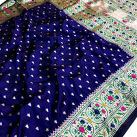 Rich Royal Blue Soft Paithani Silk Saree