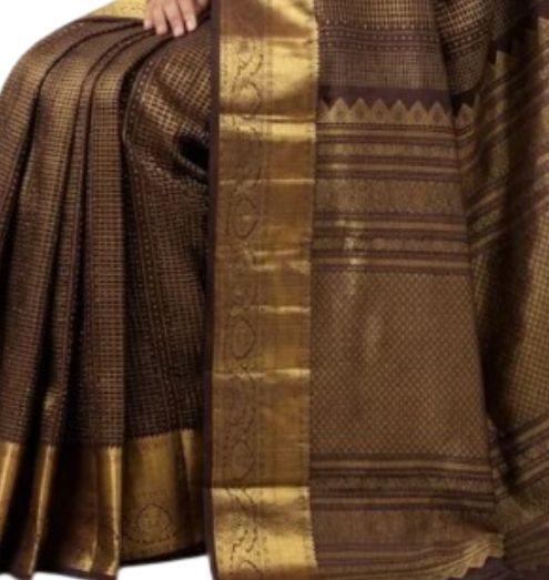 Dark Brown Pure Kanchipuram Pattu Saree