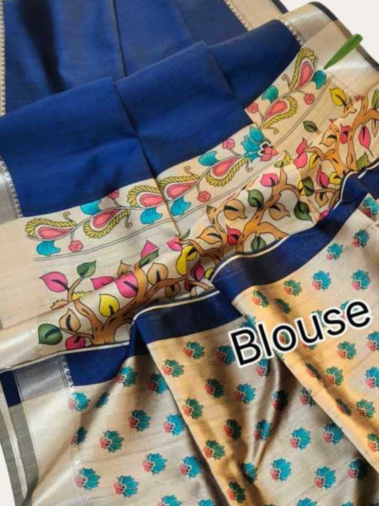 SOFT KHADI RAW SILK KALAMKARI SAREE