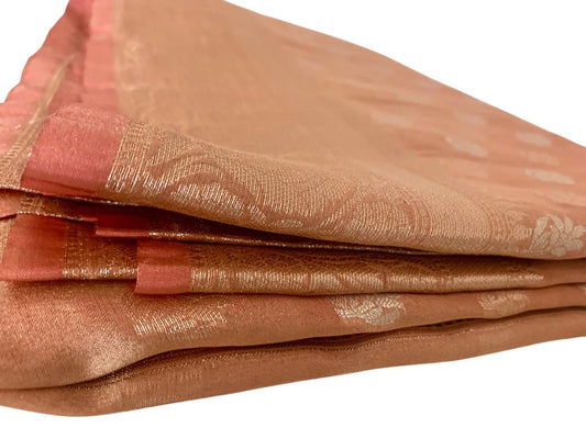 Peach Brown Tissue Silk Saree