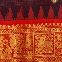 Gadwal Silk Saree in Maroon & Crimson Red with Gold Zari Weave
