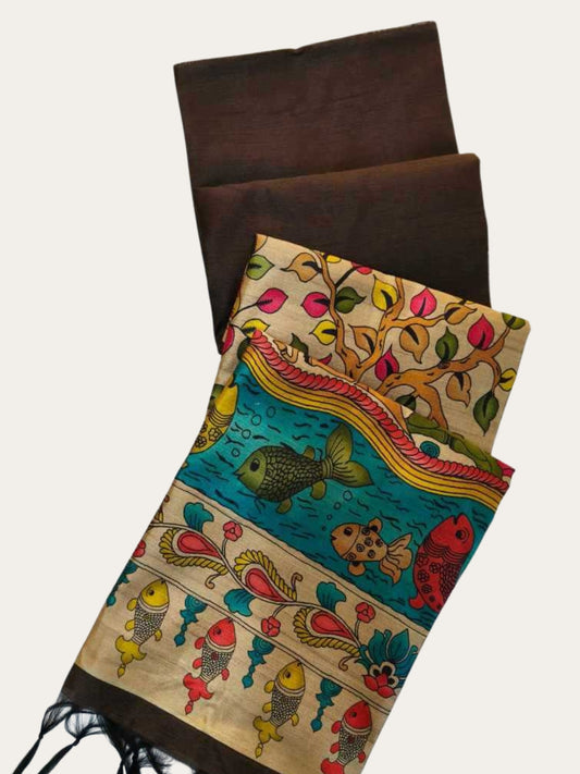 SOFT KHADI RAW SILK KALAMKARI SAREE