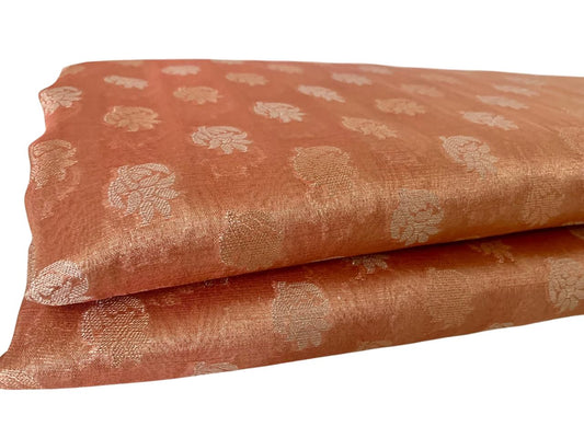 Peach Brown Tissue Silk Saree