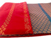 Red Soft Silk Saree with Blue Border