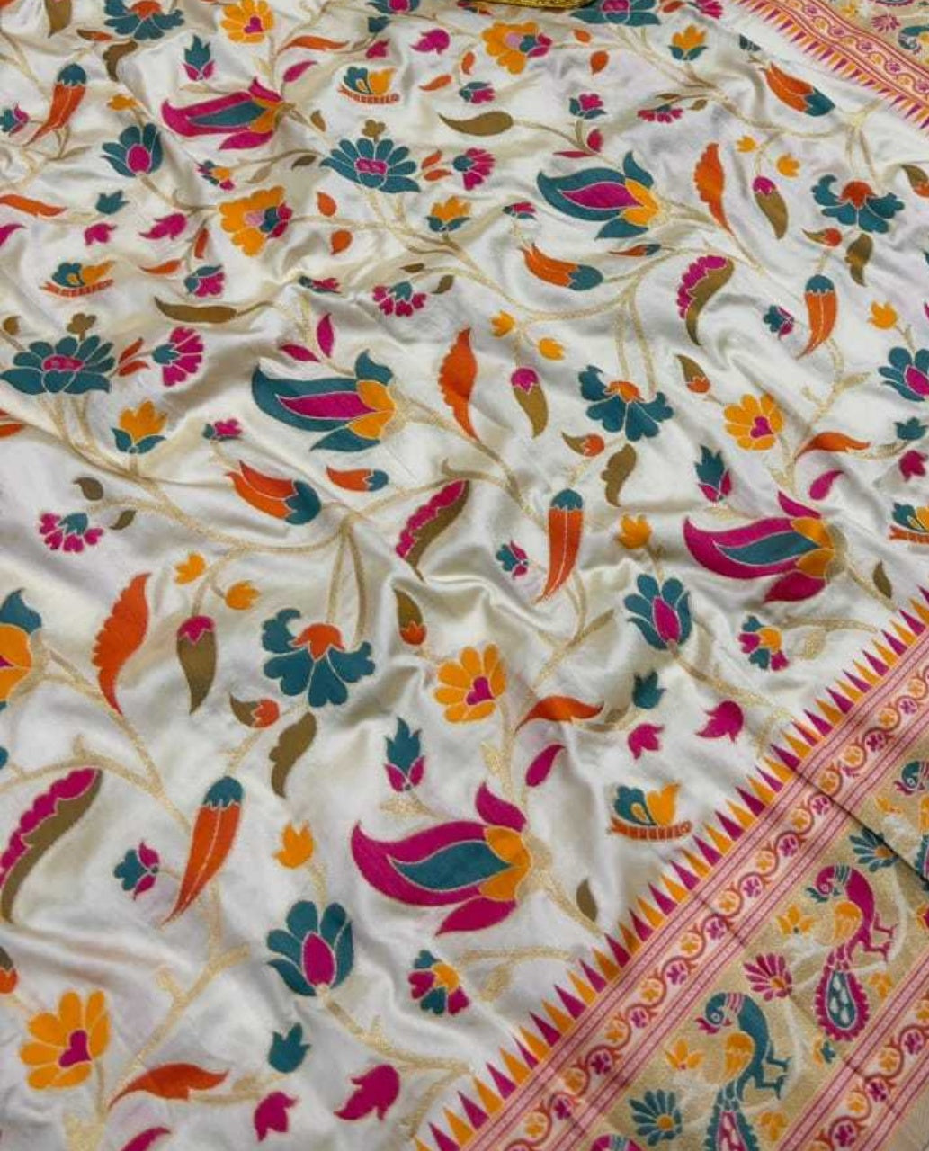 Royal Ivory Paithani Silk Saree