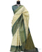 Handloom Silk Saree in Cream & Royal Teal