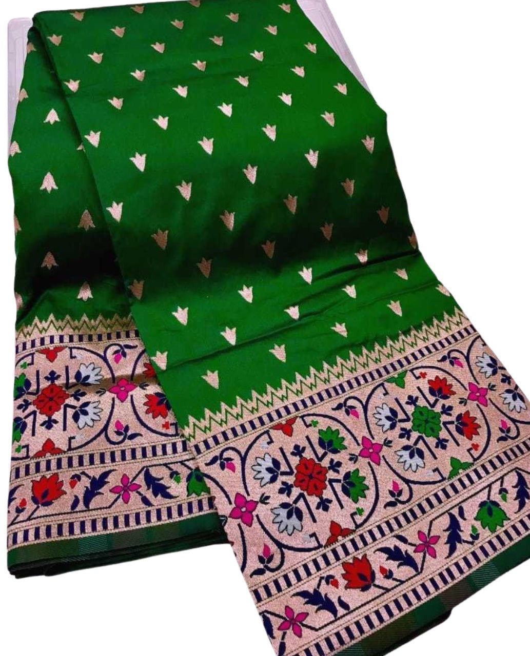 Rich Green Soft Paithani Silk Saree