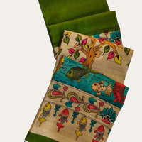 SOFT KHADI RAW SILK KALAMKARI SAREE